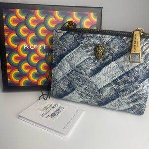 NWT Kurt Geiger Denim Mini Purse Kensington Wallet w/box